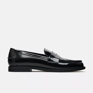 ZARA FAUX PATENT LEATHER PENNY LOAFERS